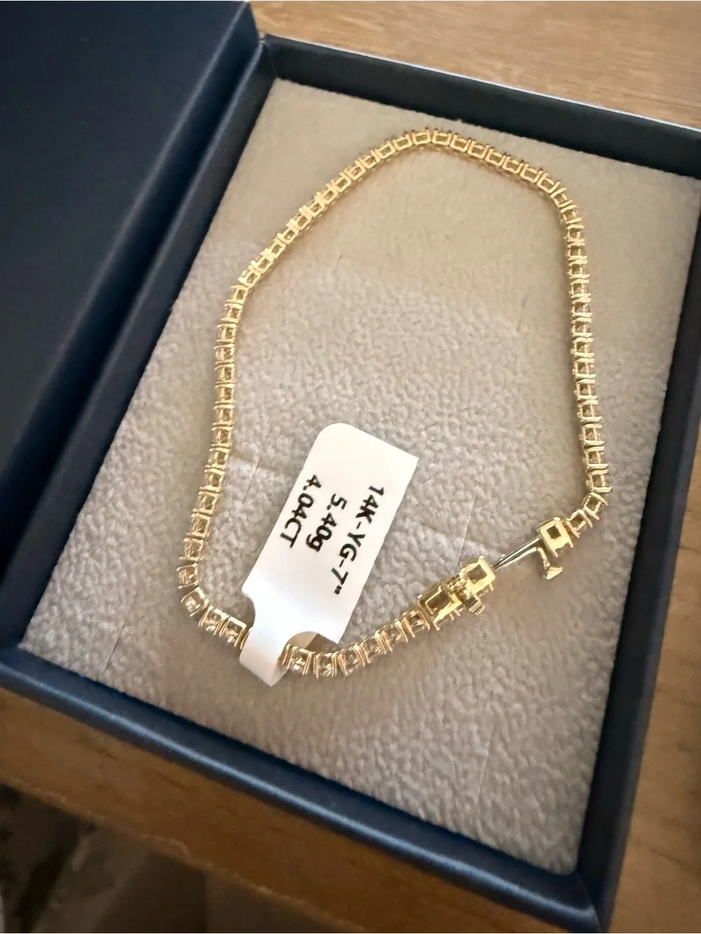 14K Solid Yellow Gold Lab Grown Diamond Tennis Bracelet - 4.04tcw, Size 7